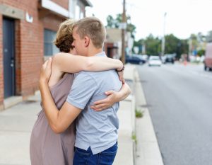 Son greets mom after getting out of jail.